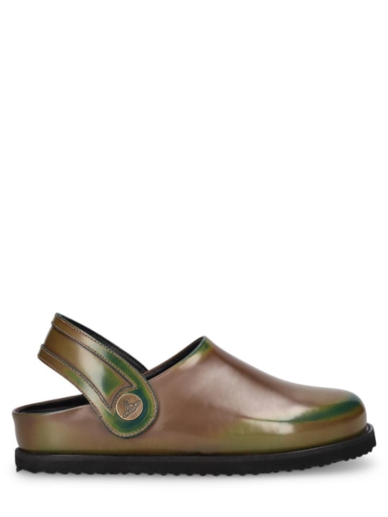 Vivienne Westwood: Oz皮革穆勒鞋 - 棕色/绿色 - women_0 | Luisa Via Roma