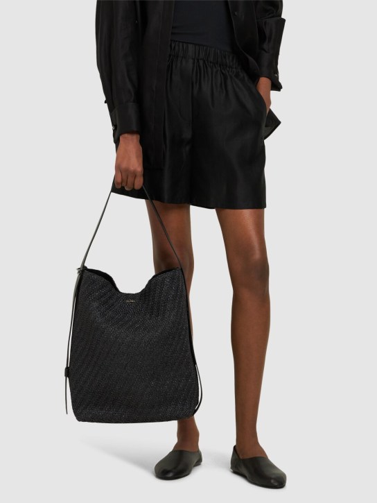 Max Mara: Archetipo7 raffia effect tote bag - Black - women_1 | Luisa Via Roma