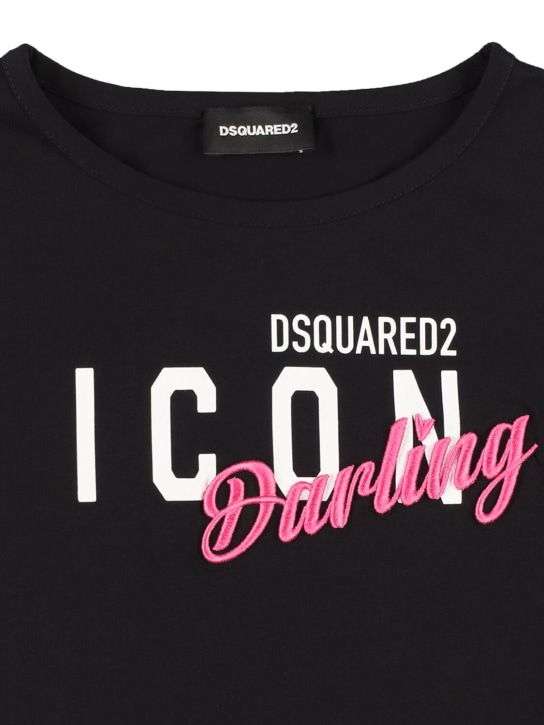 Dsquared2: T-shirt en jersey de coton - Noir - kids-girls_1 | Luisa Via Roma