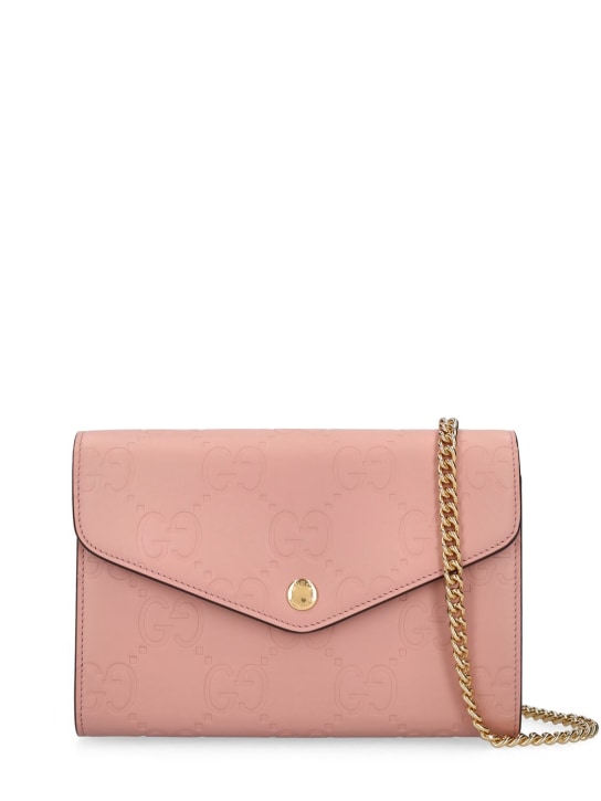 Gucci: GG leather chain wallet - Pink - women_0 | Luisa Via Roma