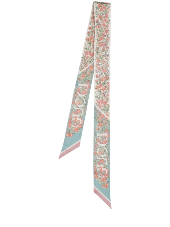 Gucci: Gucci floral print silk neck bow - Aqua/Pink - women_0 | Luisa Via Roma