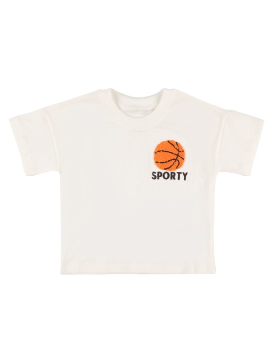 Mini Rodini: T-shirt in cotone con ricami - Bianco - kids-boys_0 | Luisa Via Roma