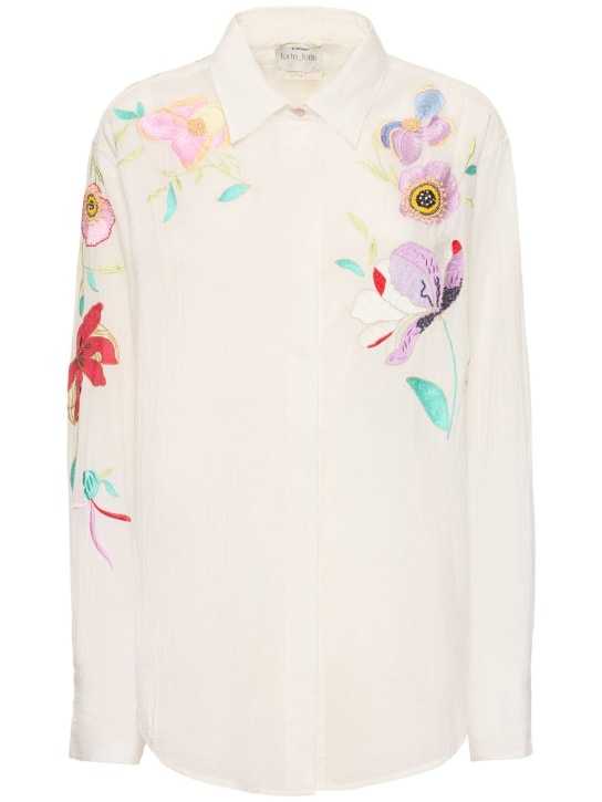 Forte_forte: Heaven embroidered cotton voile shirt - Multicolor - women_0 | Luisa Via Roma