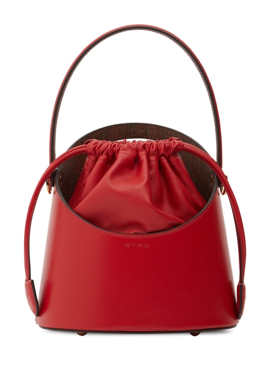 Etro: Medium Saturno leather bucket bag - Dark Red - women_0 | Luisa Via Roma