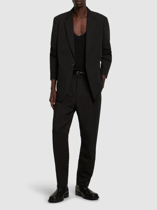 Dries Van Noten: Bram linen & cotton blazer - Siyah - men_1 | Luisa Via Roma