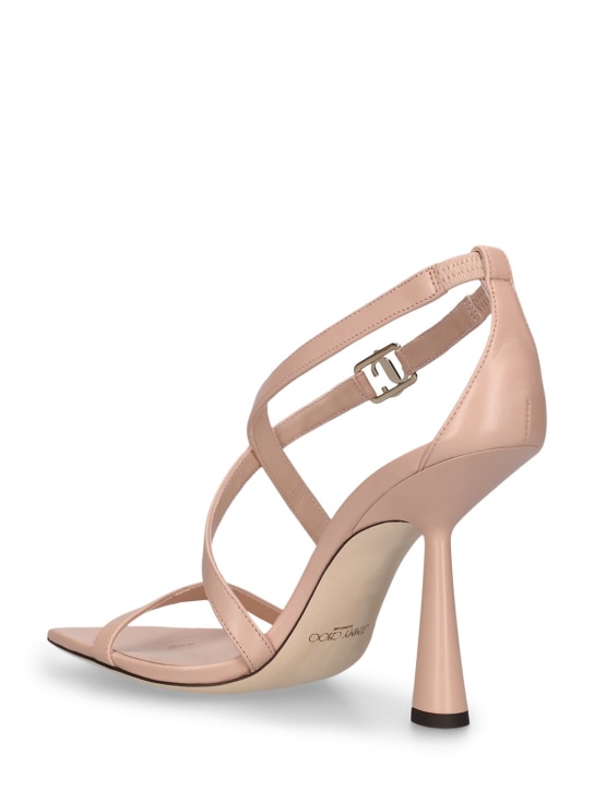 Jimmy Choo: 100mm Jessica leather sandals - Nude - women_3 | Luisa Via Roma