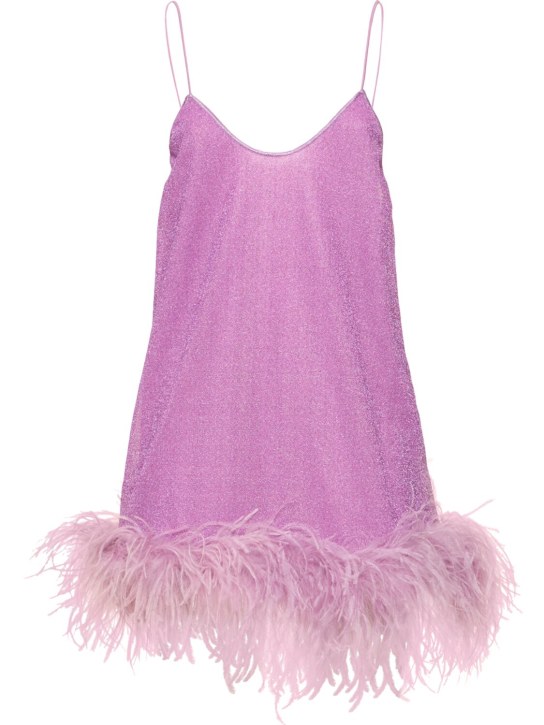 Oséree Swimwear: 羽毛装饰金银丝迷你连衣裙 - 紫色 - women_0 | Luisa Via Roma