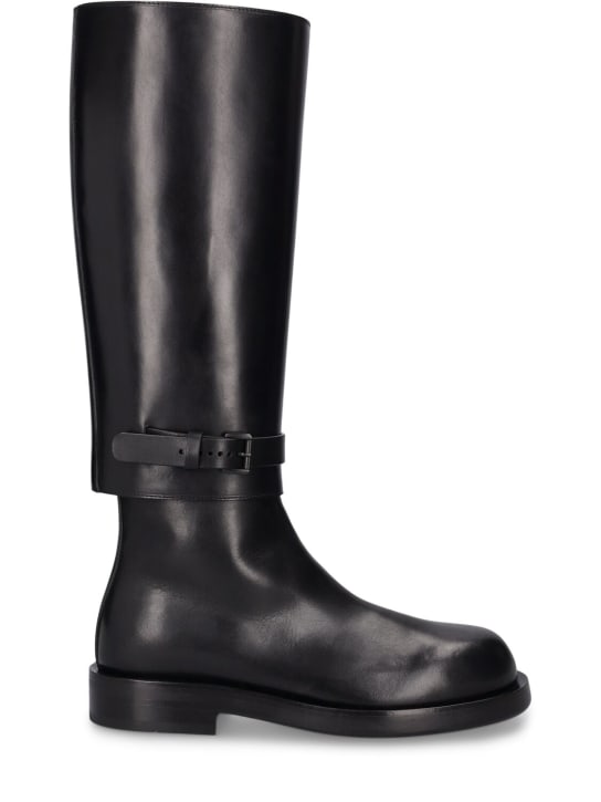 Ann Demeulemeester: 35mm Ted leather riding boots - Siyah - women_0 | Luisa Via Roma