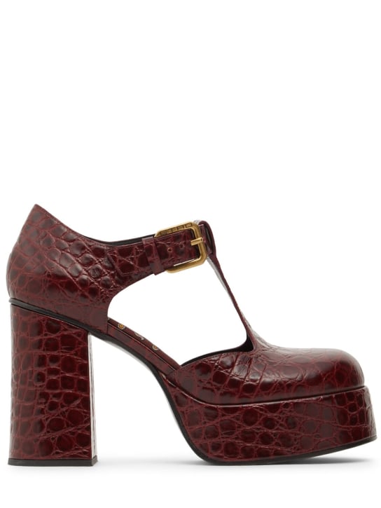 Etro: 105毫米鳄鱼压纹皮革高跟鞋 - 酒红色 - women_0 | Luisa Via Roma