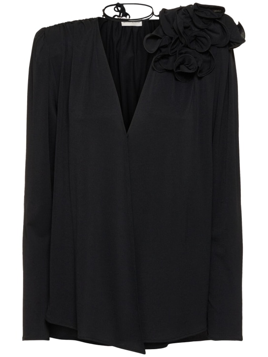 Magda Butrym: Jersey shirt w/ flowers - Black - women_0 | Luisa Via Roma