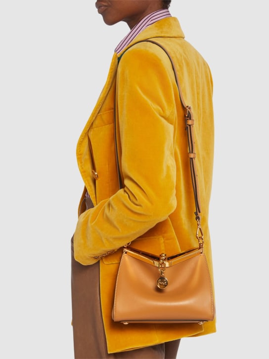 Etro: Small Vela leather shoulder bag - Camel - women_1 | Luisa Via Roma