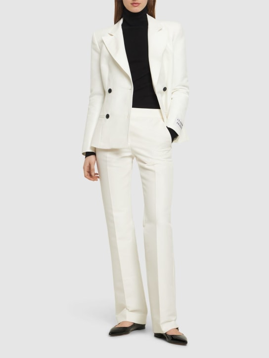 Moschino: Cotton duchesse straight pants - White - women_1 | Luisa Via Roma