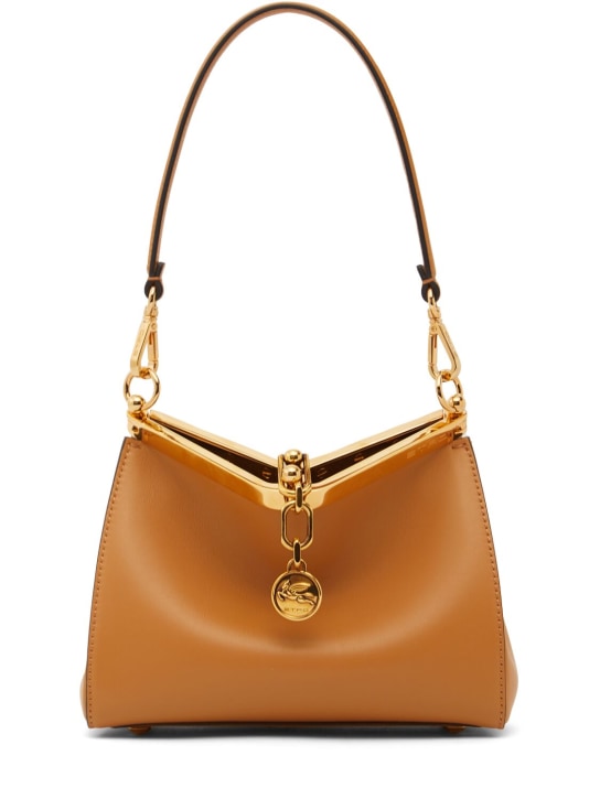 Etro: Small Vela leather shoulder bag - Camel - women_0 | Luisa Via Roma
