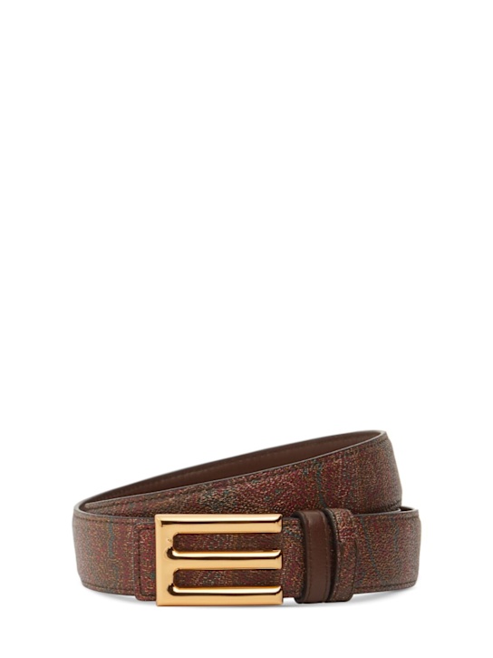 Etro: Reversible logo leather belt - women_0 | Luisa Via Roma