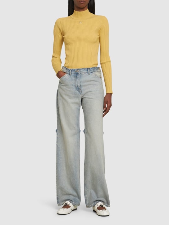 Courreges: Re-edition knit viscose blend sweater - Yellow - women_1 | Luisa Via Roma