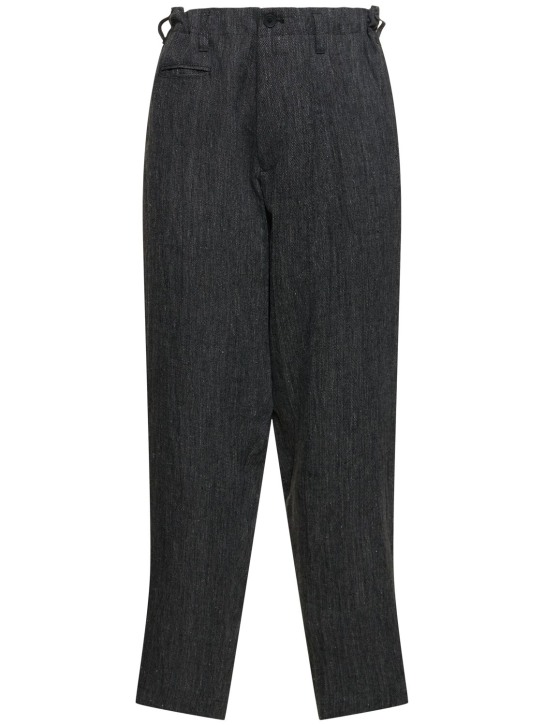 Yohji Yamamoto: Pantalon slim en lin avec poche G - Gris - men_0 | Luisa Via Roma
