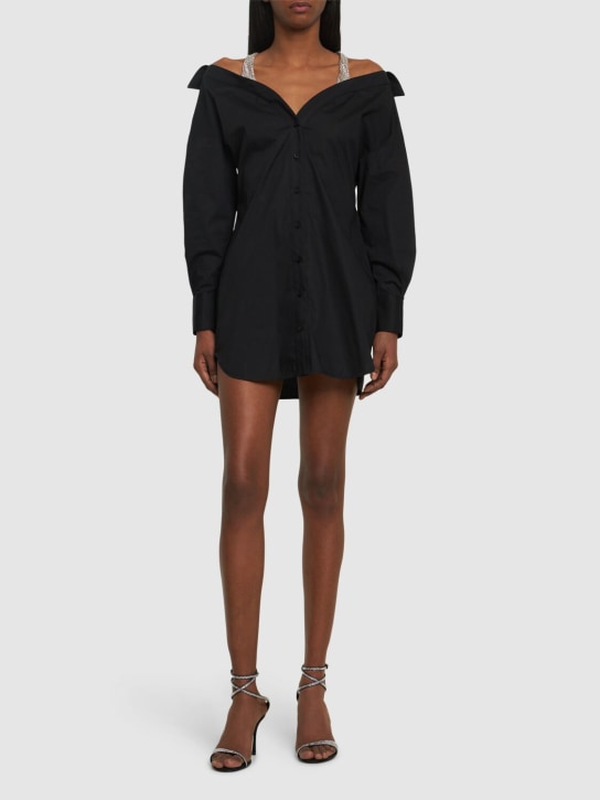 Giuseppe Di Morabito: Cotton poplin mini dress - Black - women_1 | Luisa Via Roma