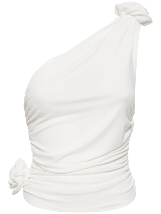 Magda Butrym: Jersey one shoulder flower top - Ivory - women_0 | Luisa Via Roma
