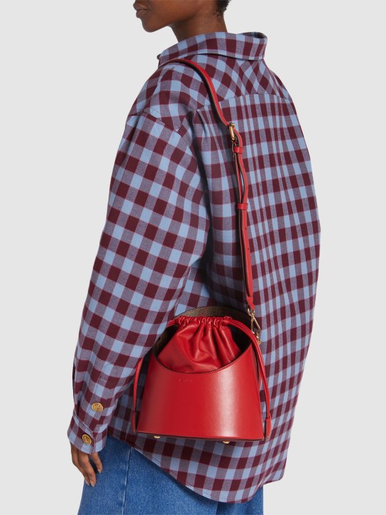 Etro: Medium Saturno leather bucket bag - Dark Red - women_1 | Luisa Via Roma