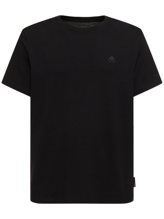 Moose Knuckles: Satellite cotton t-shirt - Siyah - men_0 | Luisa Via Roma