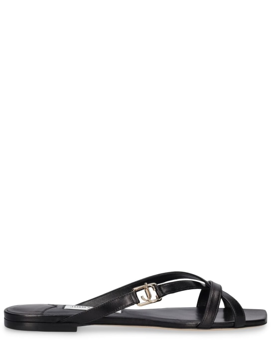 Jimmy Choo: 10mm Jess leather slide sandals - Black - women_0 | Luisa Via Roma