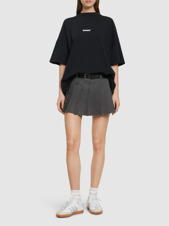 Bonsai: Baumwoll-T-Shirt mit Logodruck - Schwarz/Weiß - women_1 | Luisa Via Roma