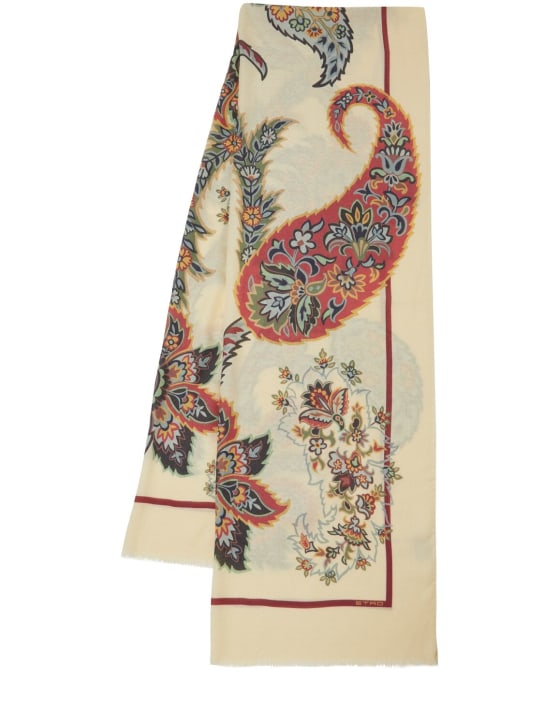 Etro: Printed modal & cashmere scarf - Beige - women_0 | Luisa Via Roma