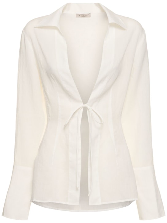 St. Agni: Sheer linen blend top - White - women_0 | Luisa Via Roma