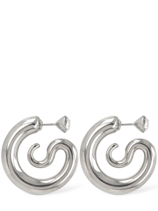 Panconesi: Diamond Serpent hoop earrings - Silver - men_1 | Luisa Via Roma