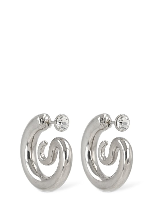 Panconesi: Diamond Serpent hoop earrings - Silver - women_0 | Luisa Via Roma