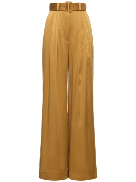 Zimmermann: Silk tuck wide pants - Koyu sarı - women_0 | Luisa Via Roma