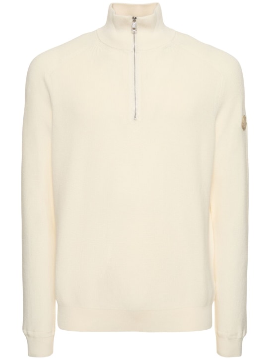 Moncler: Ciclista cotton & cashmere sweater - Weiß - men_0 | Luisa Via Roma
