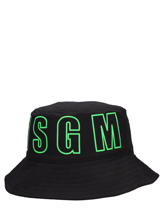 MSGM: Cotton bucket hat - Black - kids-boys_1 | Luisa Via Roma
