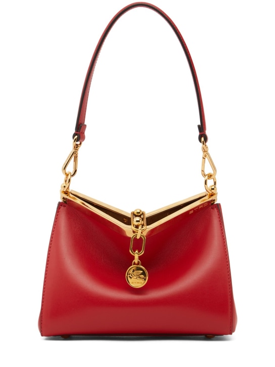 Etro: Small Vela leather shoulder bag - Dark Red - women_0 | Luisa Via Roma