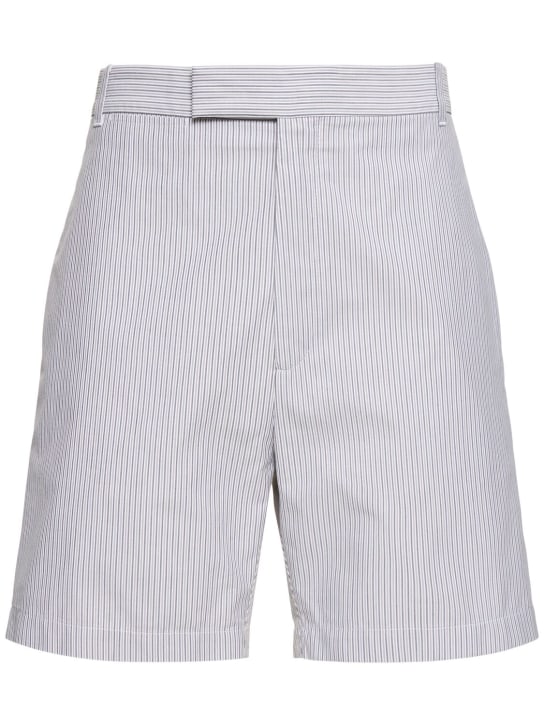 Thom Browne: 棉质直筒版型短裤 - 灰色 - men_0 | Luisa Via Roma
