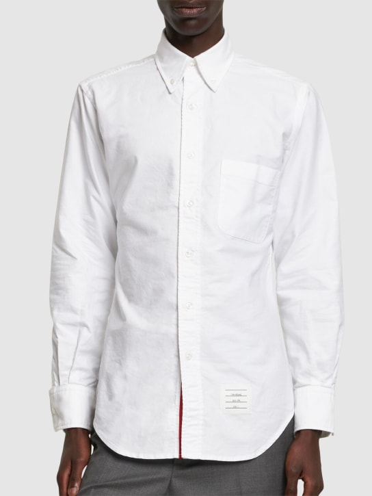 Thom Browne: Classic oxford button down shirt - White - men_2 | Luisa Via Roma