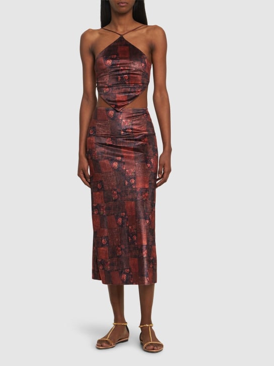 Weworewhat: Printed stretch jersey maxi skirt - Brown - women_1 | Luisa Via Roma