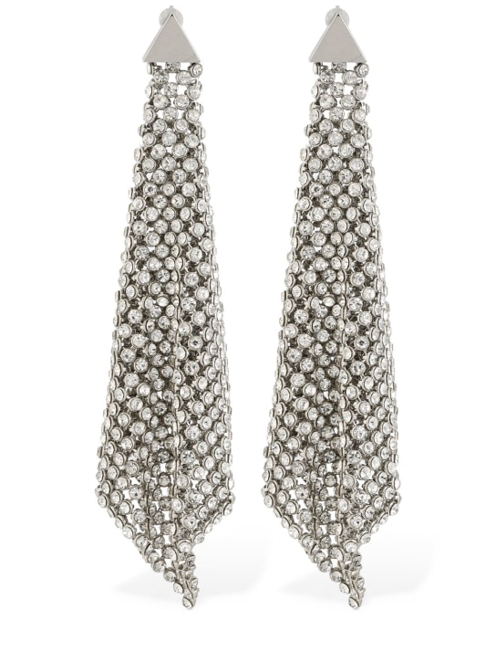 Rabanne: Crystal drop earrings - Silver - women_0 | Luisa Via Roma