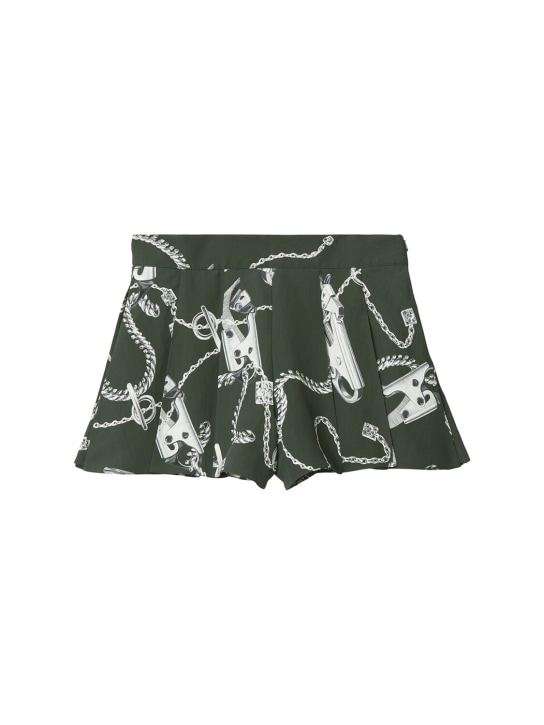 Burberry: Pleated printed shorts - Green/Multi - women_0 | Luisa Via Roma