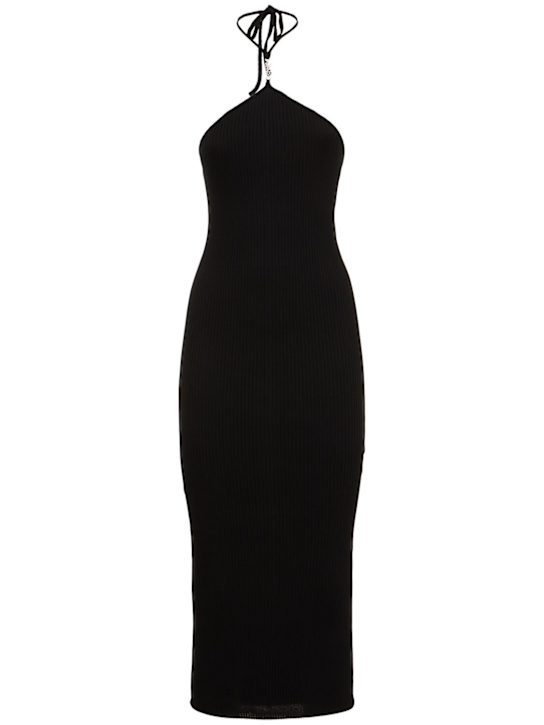 Cotton blend knit halter neck midi dress - Thumbnail 1