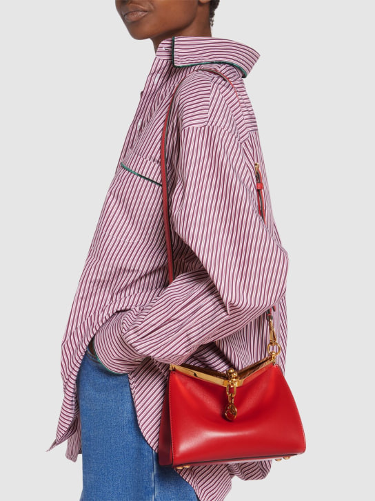 Etro: Small Vela leather shoulder bag - Dark Red - women_1 | Luisa Via Roma