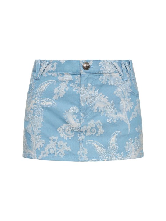 Vivienne Westwood: Foam cotton jacquard mini skirt - Mavi/Beyaz - women_0 | Luisa Via Roma