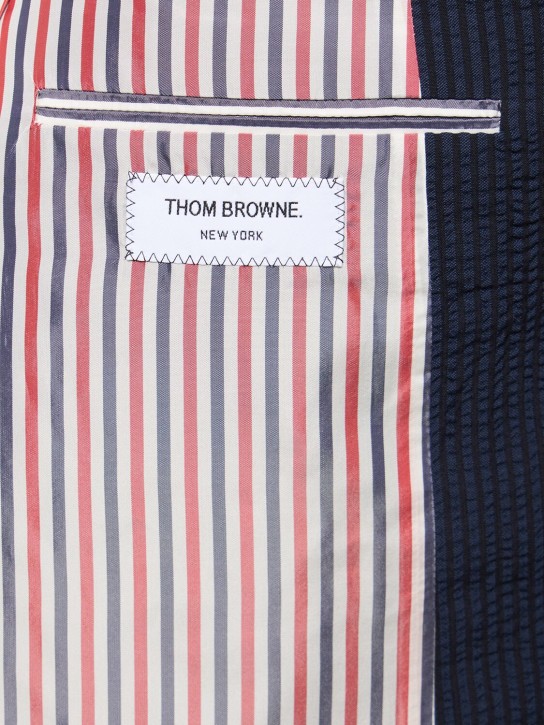 Thom Browne: Single breast wool blazer - Navy - men_5 | Luisa Via Roma