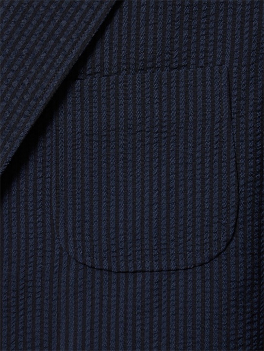 Thom Browne: Single breast wool blazer - Navy - men_3 | Luisa Via Roma