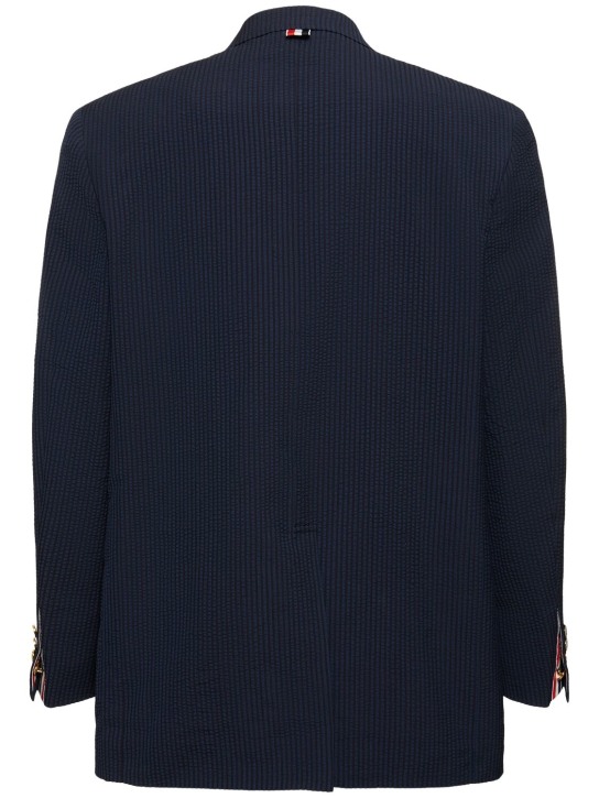 Thom Browne: Single breast wool blazer - Navy - men_4 | Luisa Via Roma