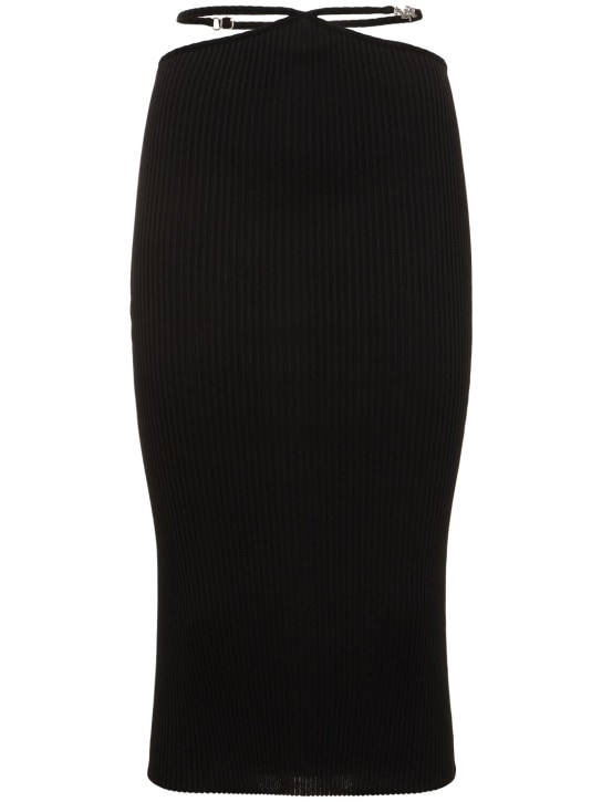 Amiri: Cutout cotton blend knit midi skirt - Black - women_0 | Luisa Via Roma