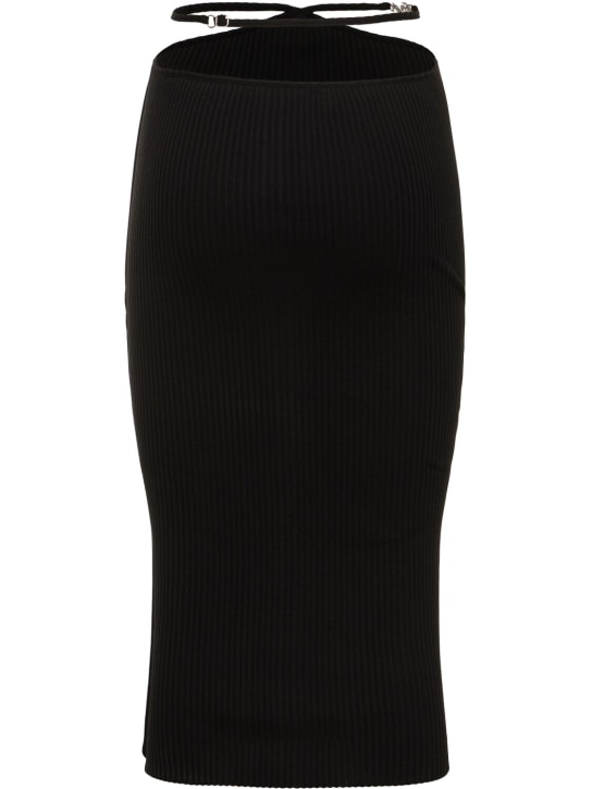 Amiri: Gonna midi in maglia di misto cotone - Nero - women_4 | Luisa Via Roma