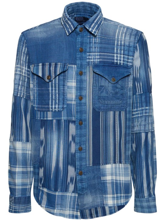 Polo Ralph Lauren: Camicia Outdoor in flanella patchwork - Indigo - men_0 | Luisa Via Roma