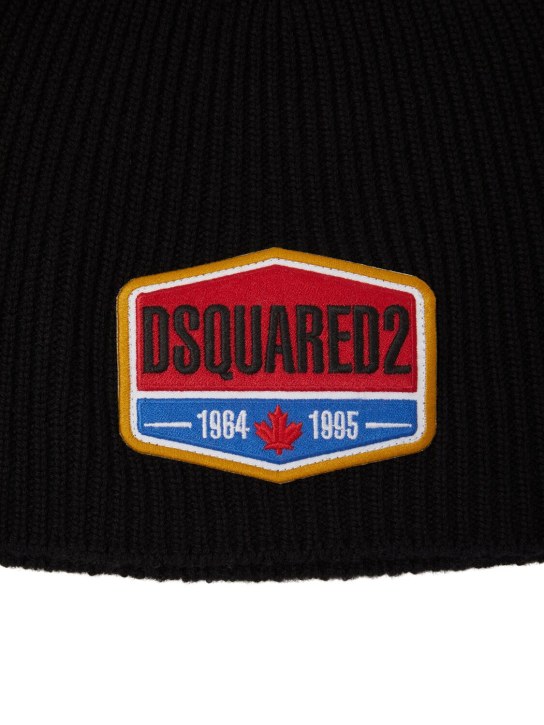 Dsquared2: Dsquared2 logo wool beanie - Siyah - men_1 | Luisa Via Roma
