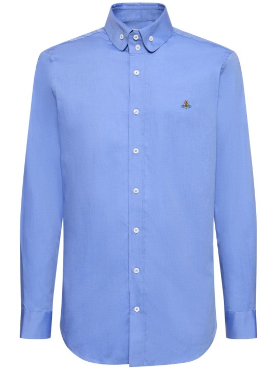 Vivienne Westwood: Camisa de algodón popelina - Azul - men_0 | Luisa Via Roma